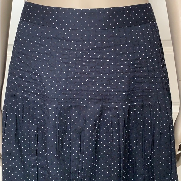 J. Crew Navy Polka Dot 100% Cotton Pleated Skirt - Picture 2 of 7